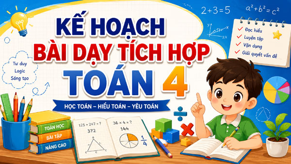 Kế hoạch bài dạy tích hợp Toán 4 phù hợp học sinh, phát triển phẩm chất năng lực